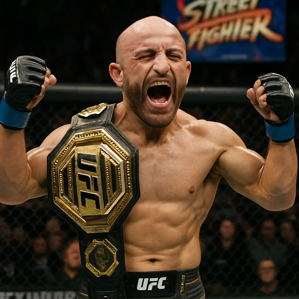 Alexander Volkanovski celebra vitória no UFC 314 e estreia no filme Street Fighter