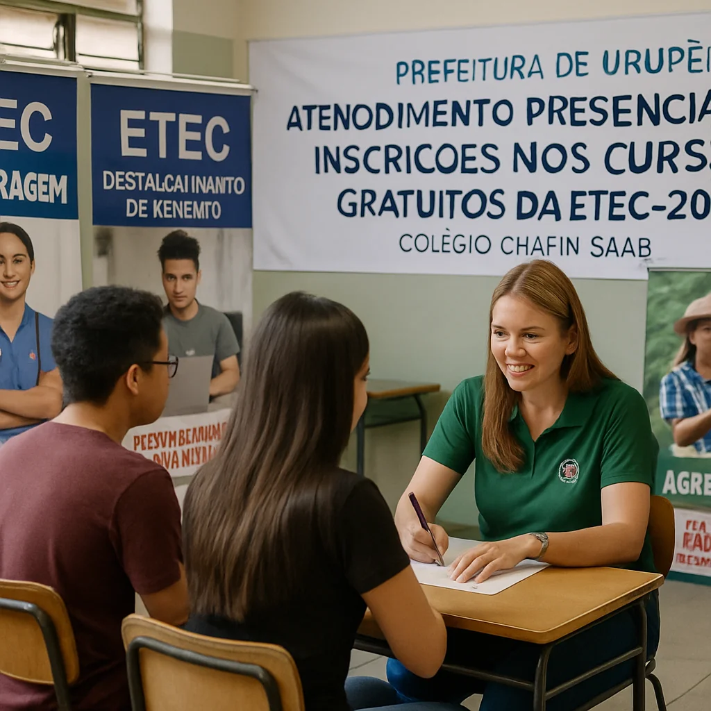 Prefeitura de Urupês oferece apoio presencial para inscrições nos cursos gratuitos da ETEC 2026