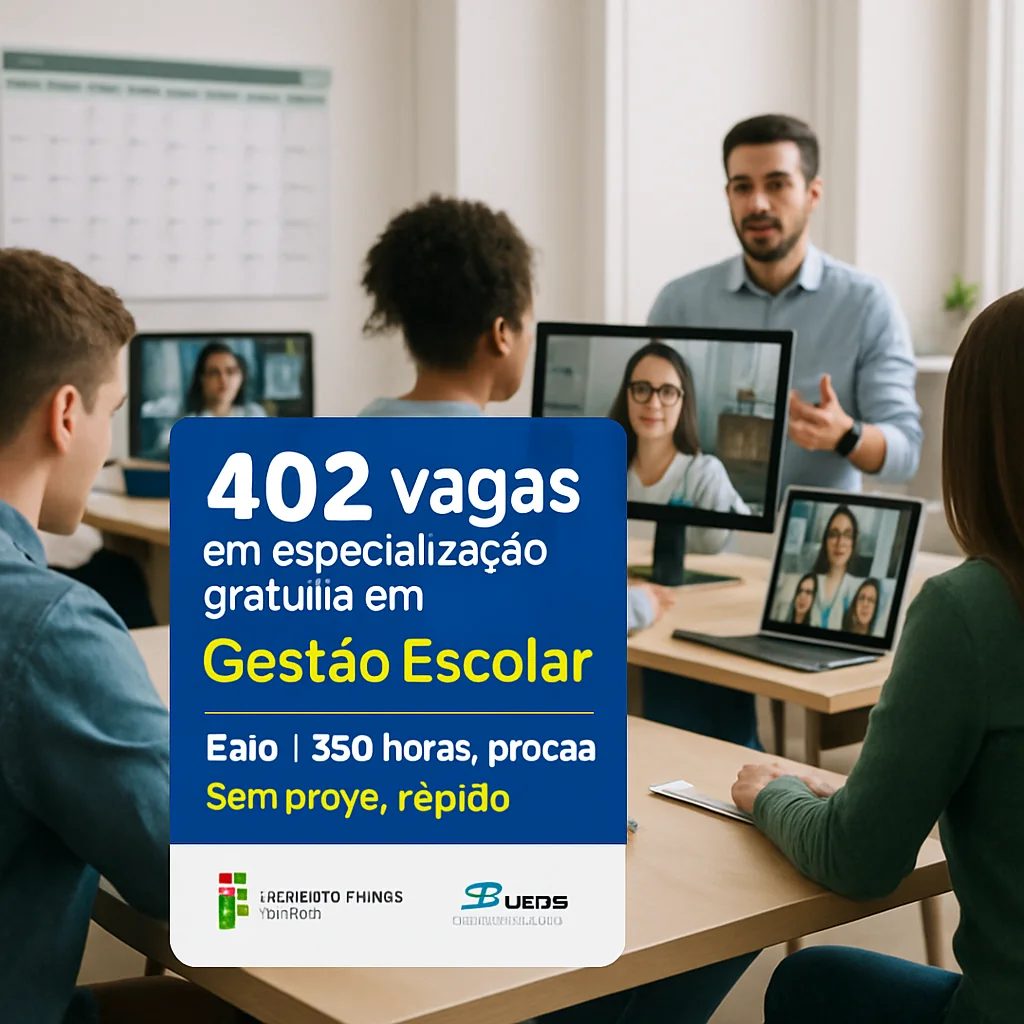 IFTO libera 402 vagas em especialização gratuita de 360h em EaD em gestão escolar
